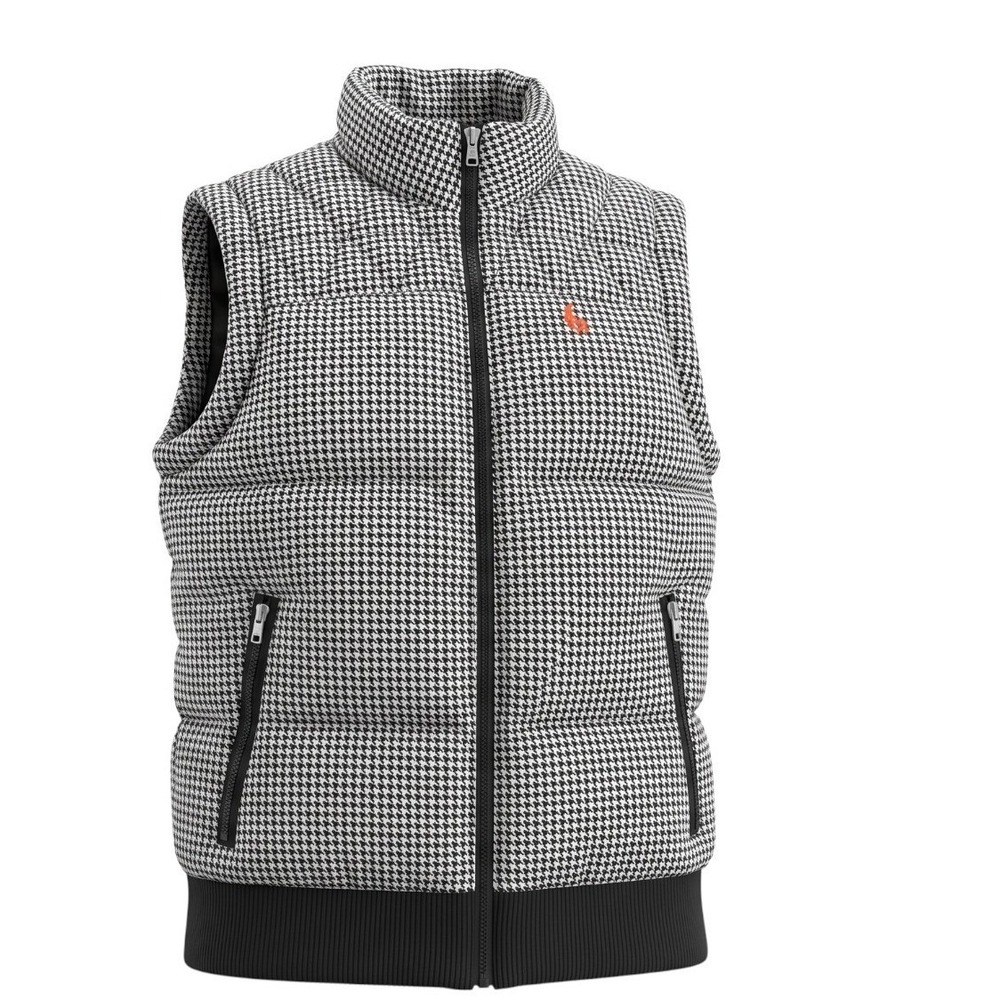 Le Coq Sportif Puffer Vest Houndstooth Womens M Black White Excellent Down Fill
